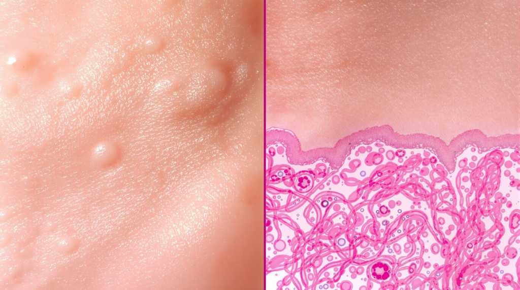 Порівняння здорової тканини та тканини з лімфатичним застоєм